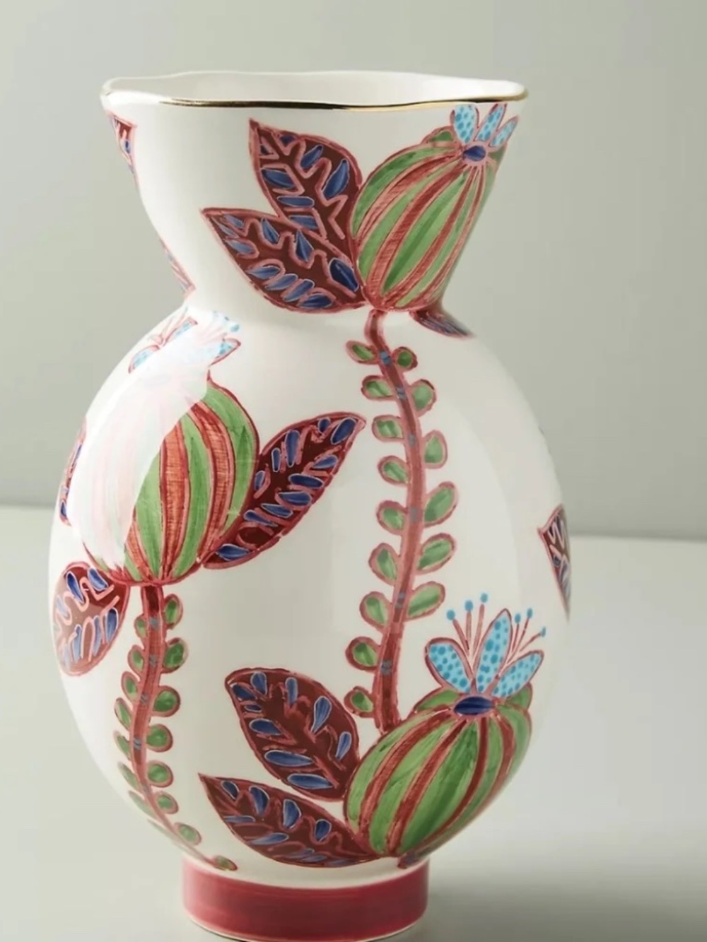 Brand New In Box Anthropologie Handpainted Elza Floral Vase